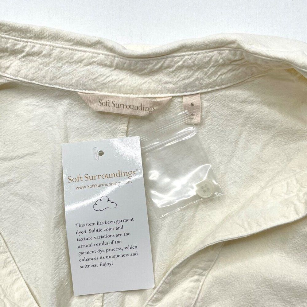 Soft Surroundings Embroidered Soutache Cotton Button Front Top NEW - Picture 4 of 9
